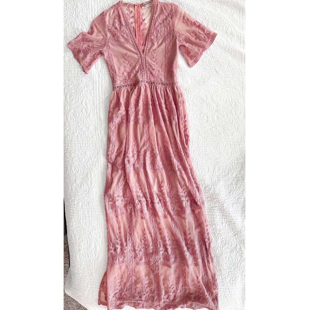 Bohme Lace Maxi Dress Mauve - Picture 2 of 5